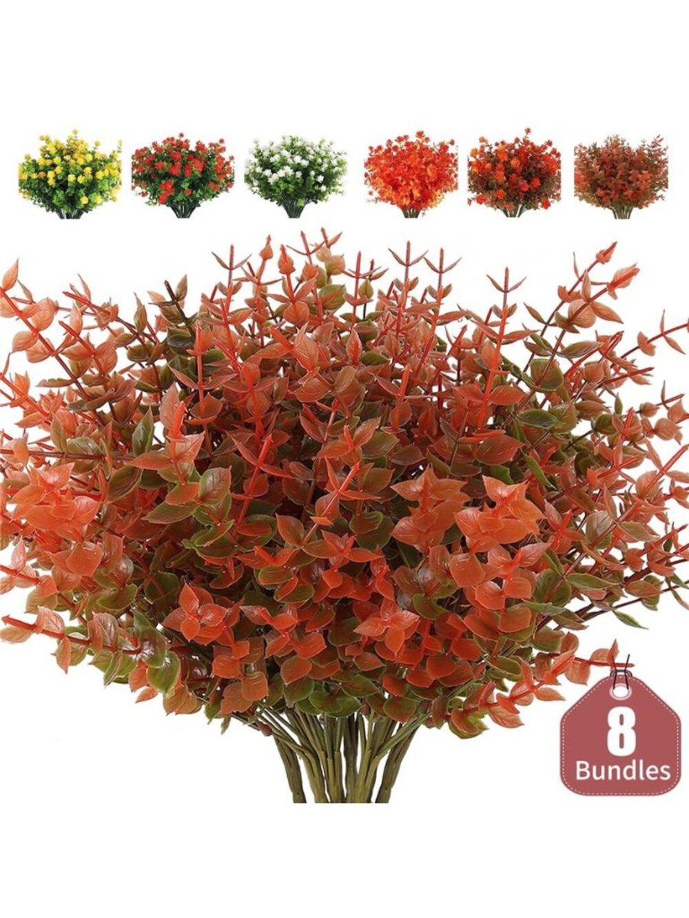 8 Bundles Artificial Fall Flowers Faux Autumn Plants Fake Indoor